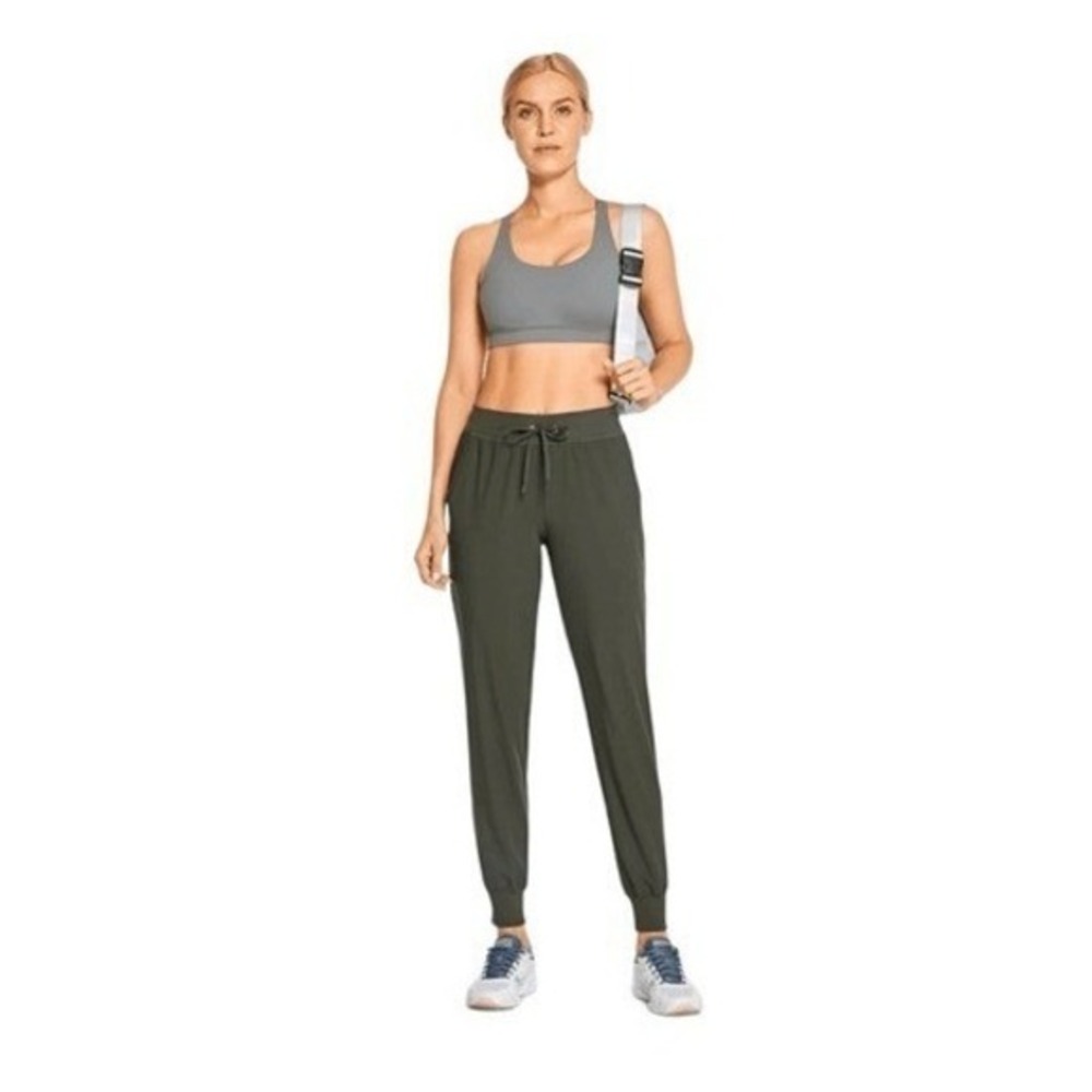 CRZ YOGA Joggers Dark Olive Feathery-Fit Flat Waistband Drawstring S